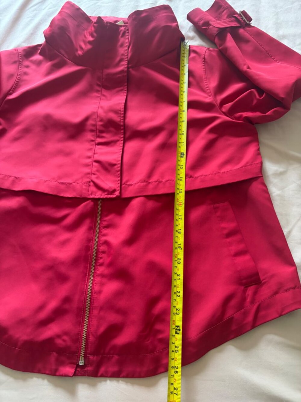Zara Basic Red Hooded Layered Anorak Jacket XL - Picture 9 of 14